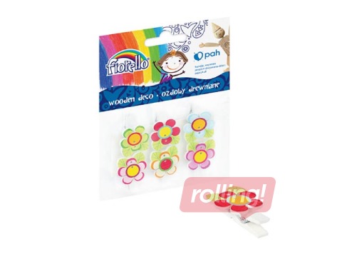 Dekoratīvie koka knaģīši Fiorello, ziedi, 6 gab.