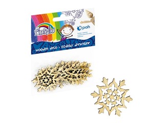 Wooden decorations Fiorello, snowflake, 10 pcs.