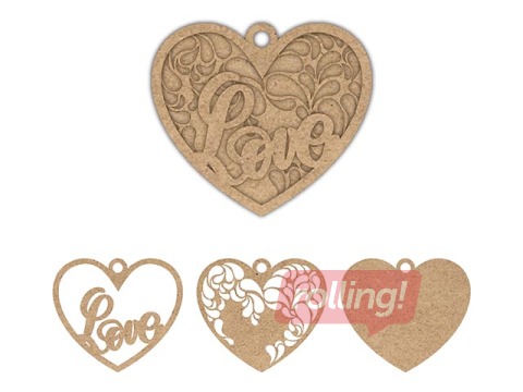 Заготовки из MDF для декорирования, cердца, 3 шт.