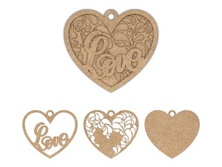 Заготовки из MDF для декорирования, cердца, 3 шт.