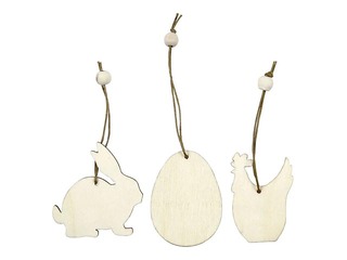 Wooden Easter ornaments, 9 pcs.