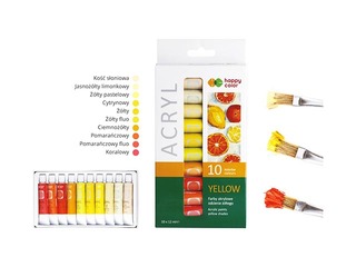 Akrila krāsas Happy Color 10kr.х12ml (tūbiņas), dzelteni toņi