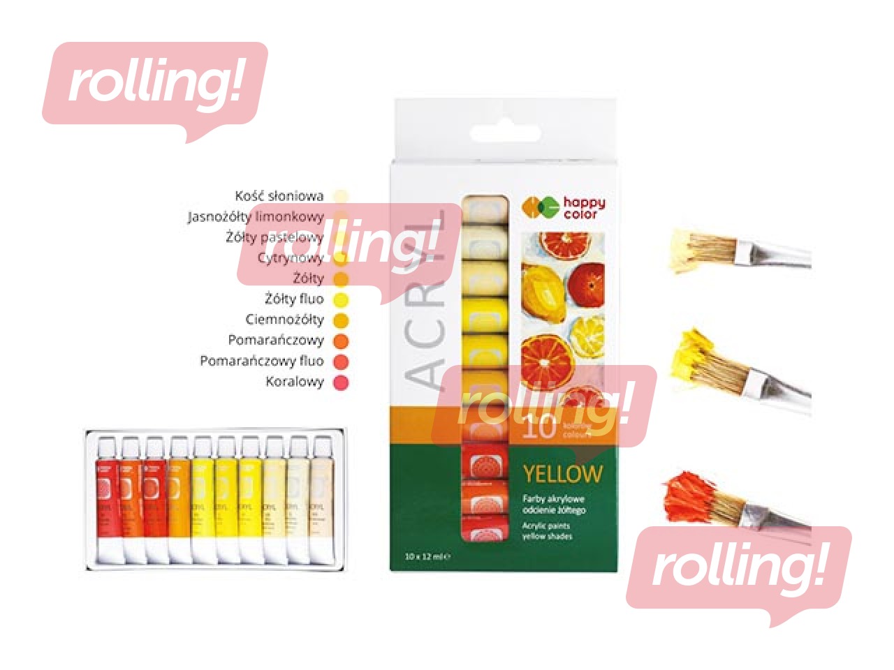 Akrila krāsas Happy Color 10kr.х12ml (tūbiņas), dzelteni toņi