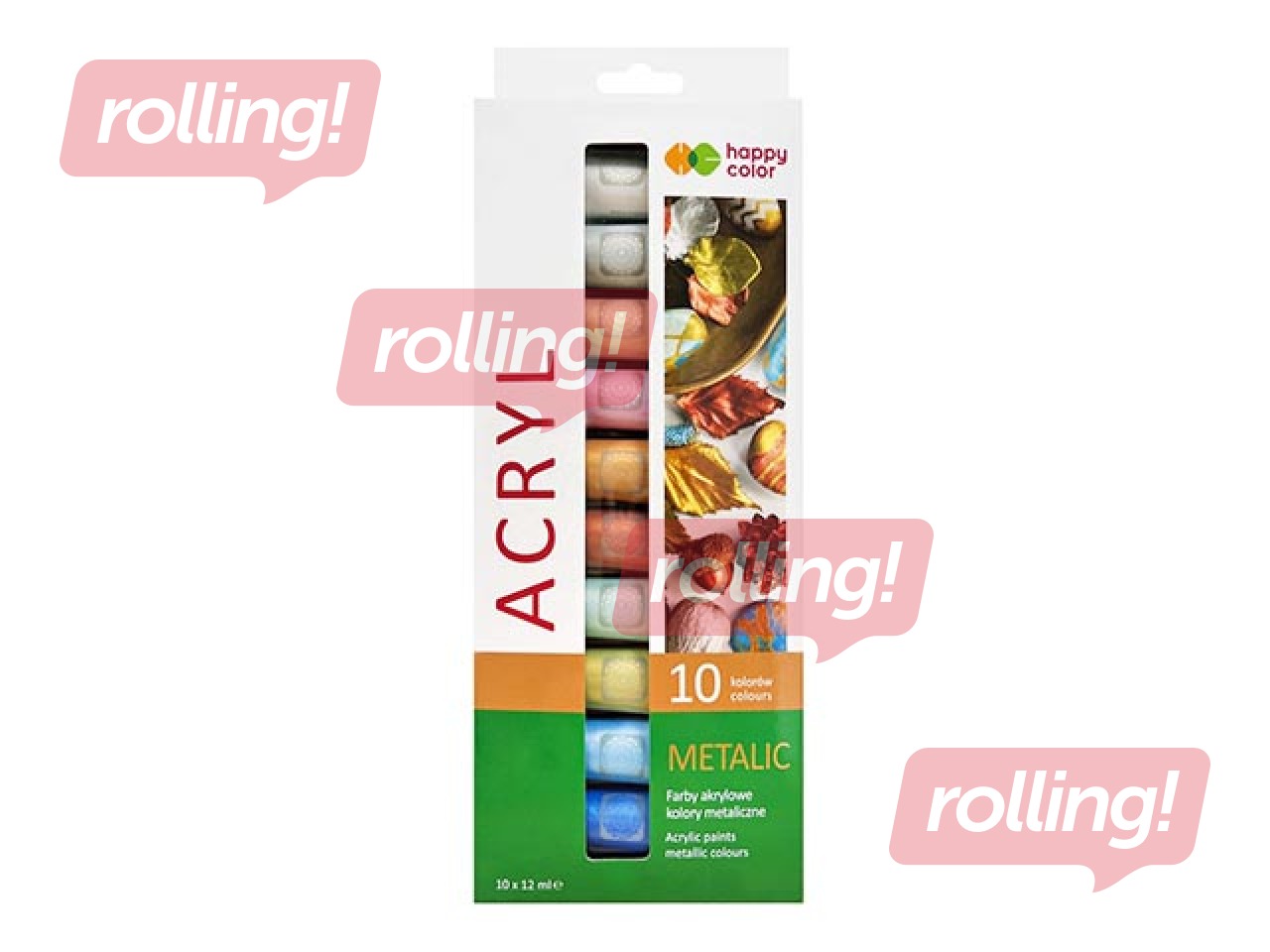 Akrila krāsas Happy Color 10kr.х12ml (tūbiņas), metāliski toņi
