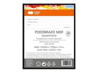 Audekls uz kartona Happy Color 24x30 cm, melns