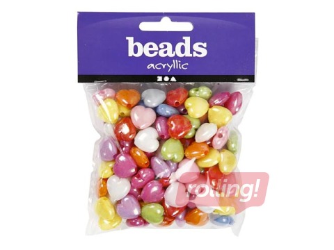 Pērlītes Sirdis, liels caurums, dažādas krāsas, 70 gr