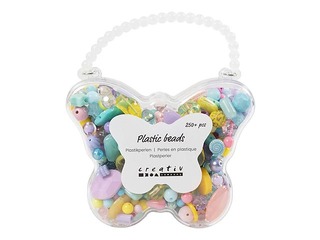 Plastic beads, assorted colours, 300ml