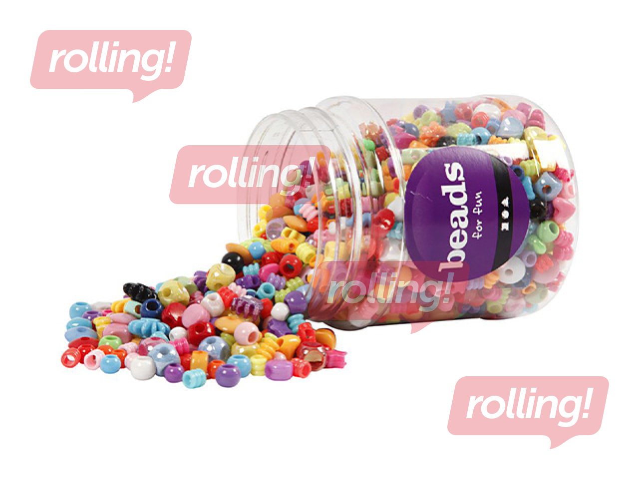 Plastmasas pērlīšu izlase, dažādas krāsas, 700ml