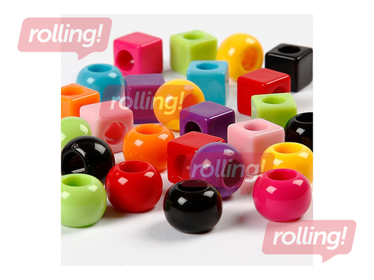 Plastic bead assortment, various colors, 1700ml