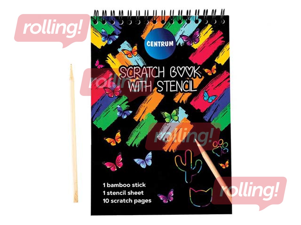 Skrāpējamā grāmatiņa 17,5x12,4cm ar trafaretu, 10 lapas.