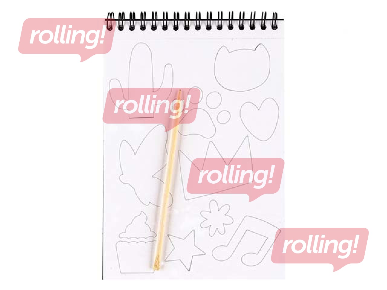 Skrāpējamā grāmatiņa 17,5x12,4cm ar trafaretu, 10 lapas.