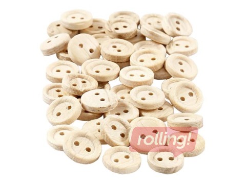 Wood buttons, 50 pcs