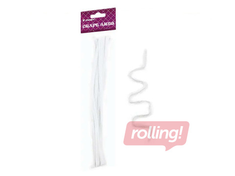 Šenila kociņi (pūkaina stieple), 0.6 x 30cm, 15gab., balti