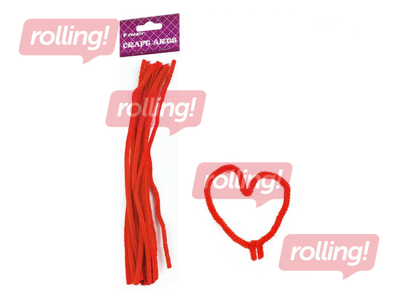 Šenila kociņi (pūkaina stieple), 0.6 x 30cm, 15gab., sarkani