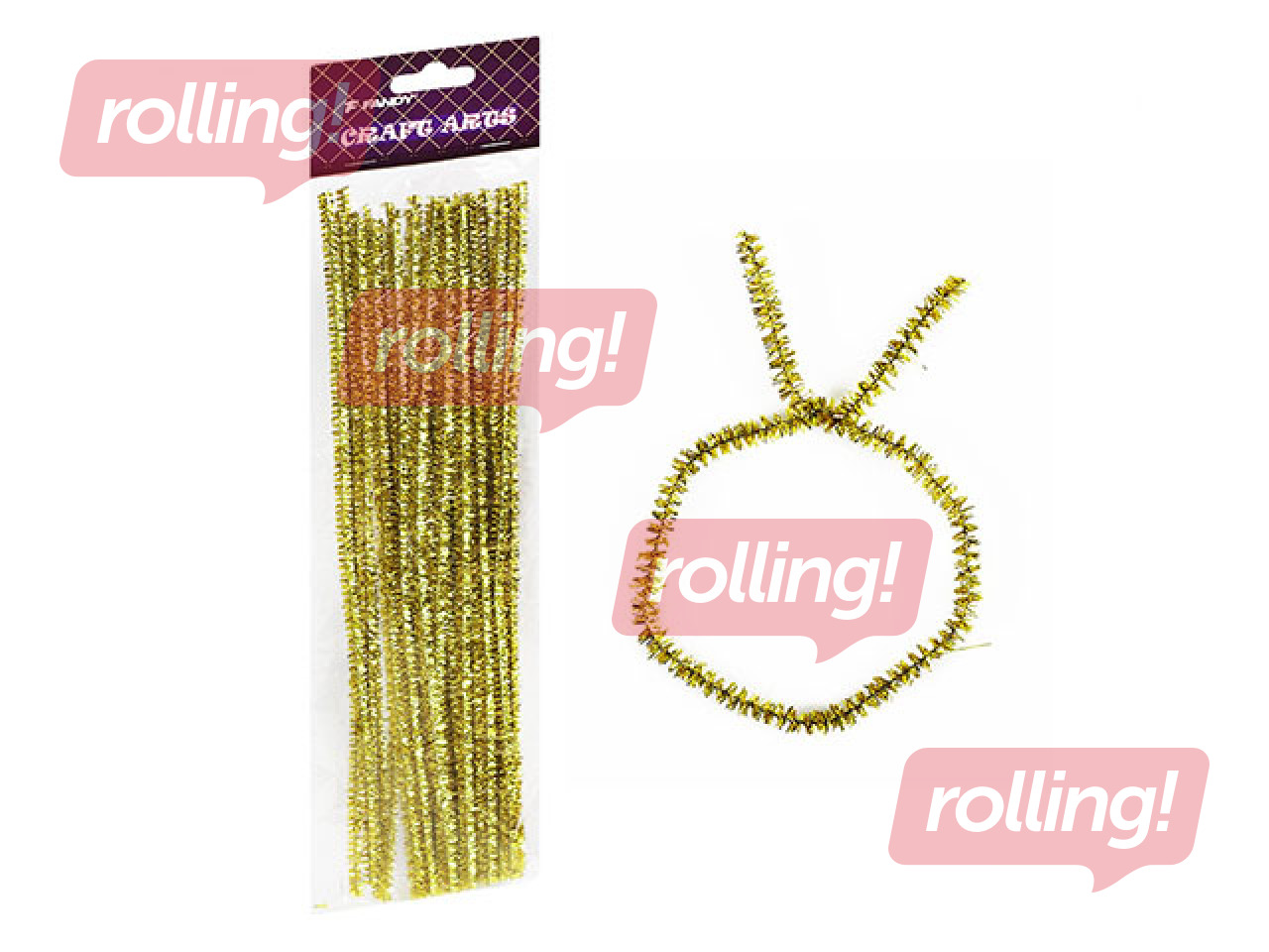 Шенилловые палочки, 0.6 x 30см, 15 шт., золотой