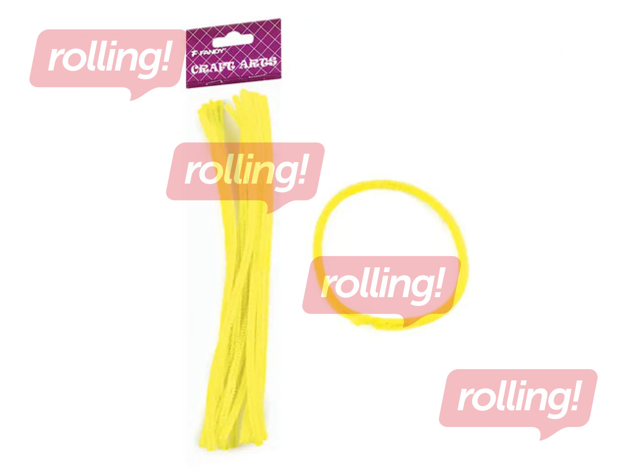 Chenille stems, 0.6 x 30cm, 15pcs., yellow