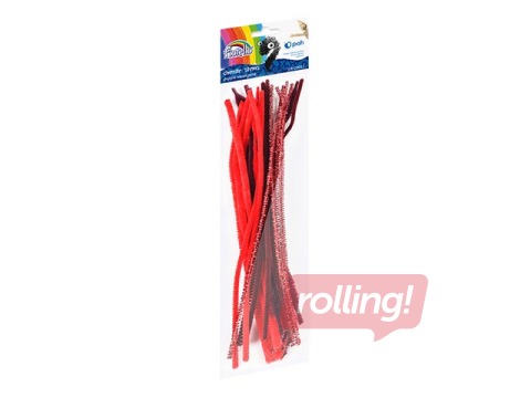 Šenila kociņi (pūkaina stieple), 0.6 x 30cm, 20gab., sarkanie toņi