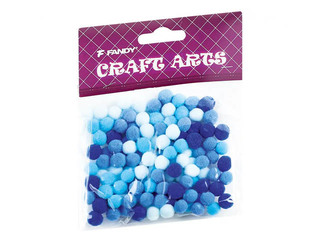 Помпоны, 10-45мм, 120 шт., синие