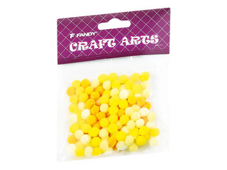 Помпоны, 10-45мм, 120 шт., желтые