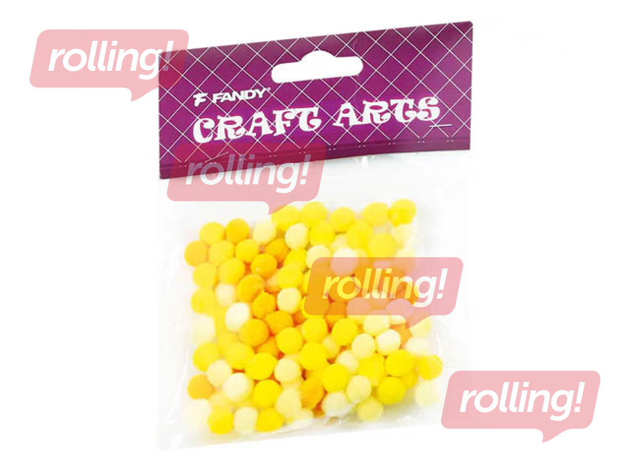 Помпоны, 10-45мм, 120 шт., желтые