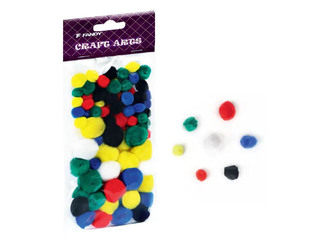 Помпоны, 10-45мм, 78шт., mix