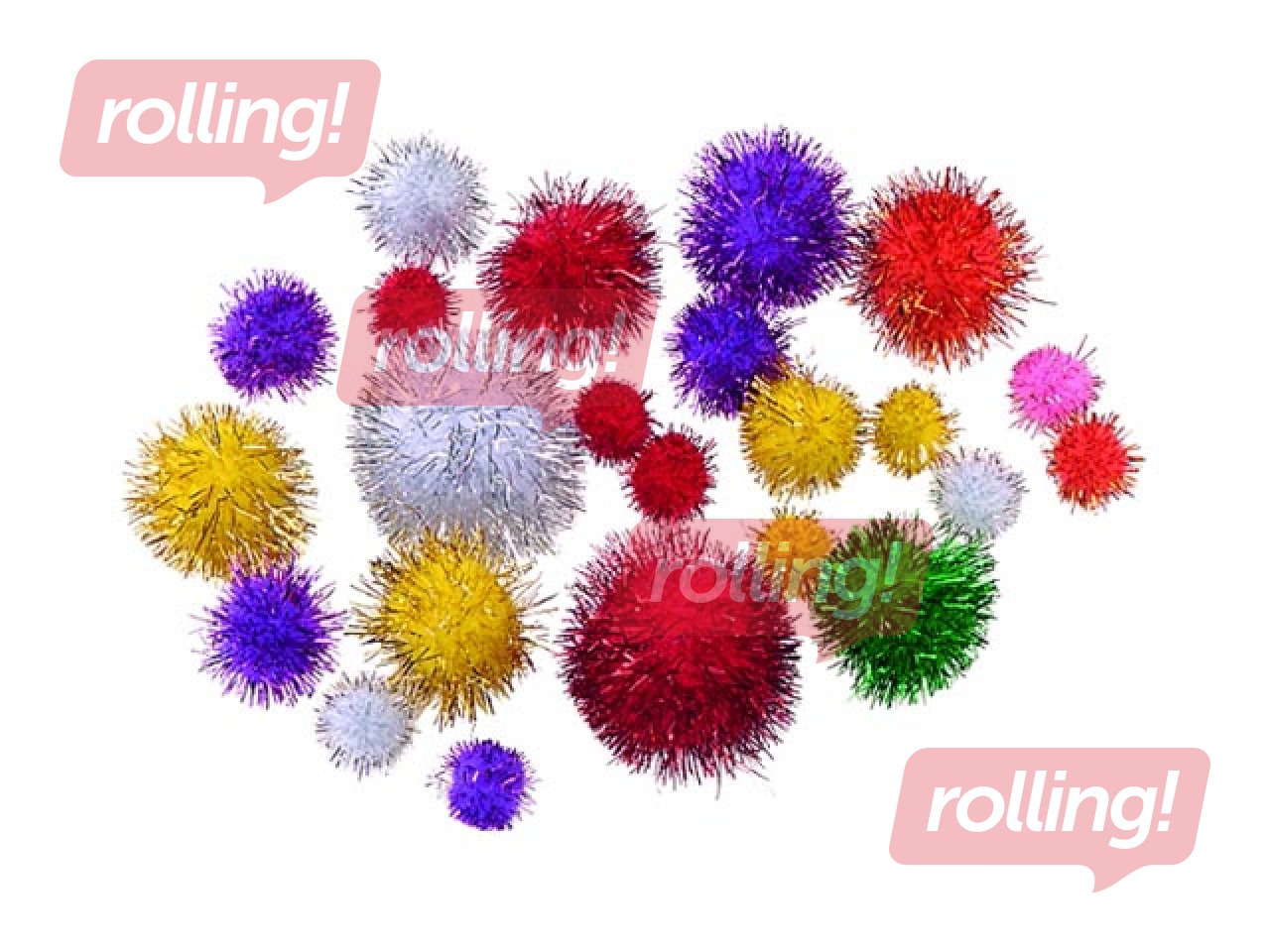 Pompon, 10-25 mm, 25 pcs., asorti glitter