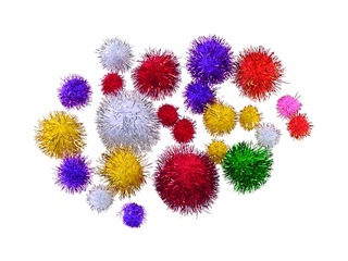 Pompon, 10-25 mm, 25 tk., asorti glitter