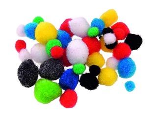 Pompon, 8-20 mm, 100 pcs., asorti glitter