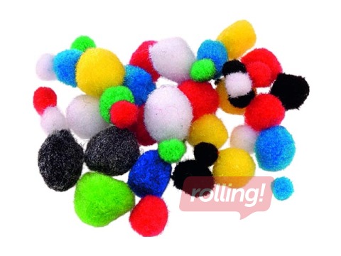 Pompon, 8-20 mm, 100 tk., asorti 