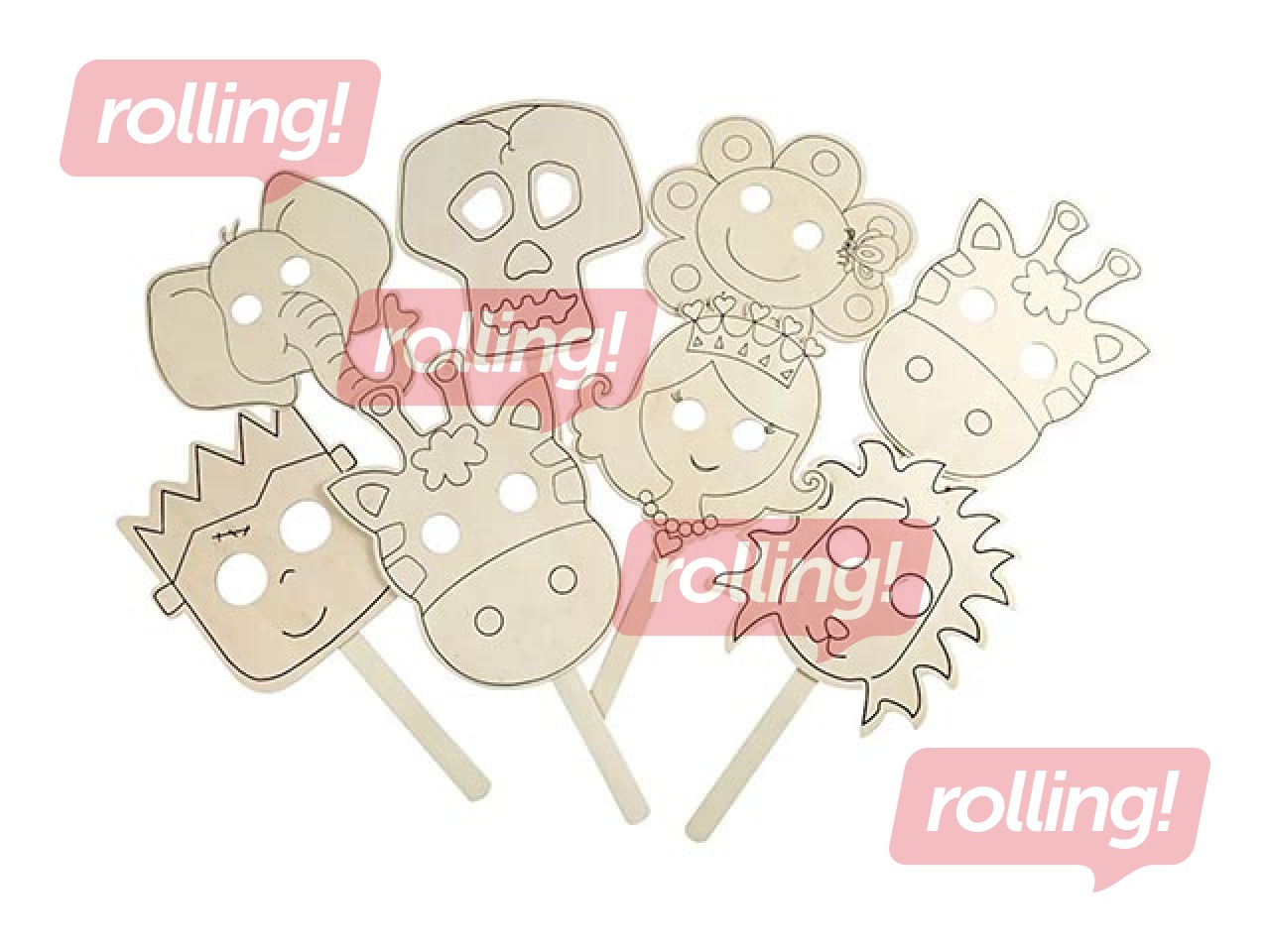 Koka maskas ar rokturi, 16 gab.