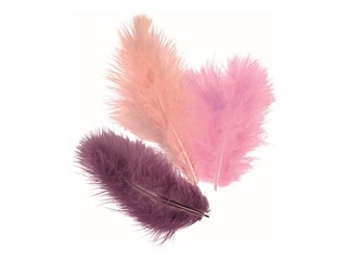 Decorative feathers marabou, pink shades, 15 pcs.