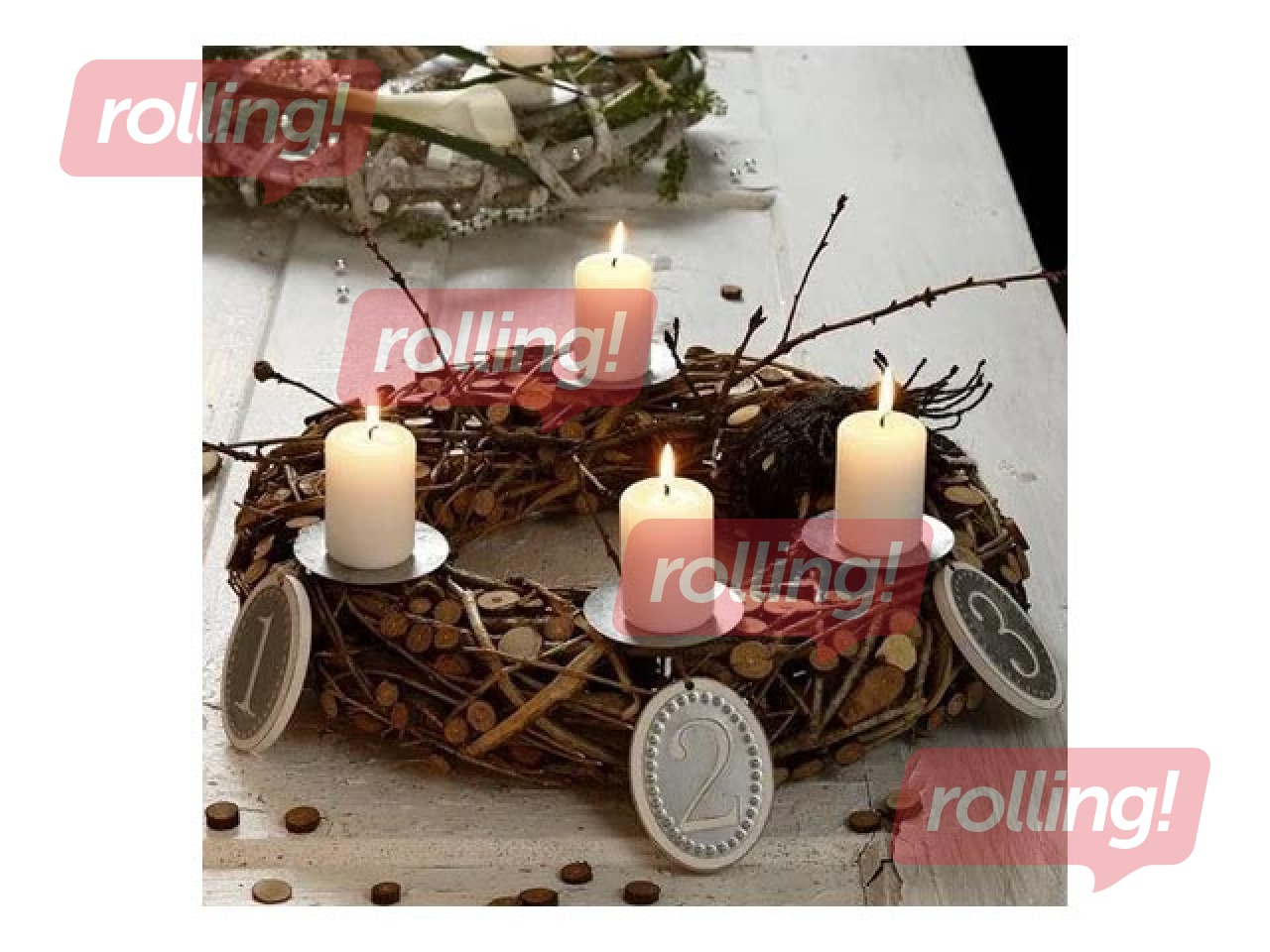 Svečturi adventes vainagam ar adatu, ⌀7cm, 4 gab.