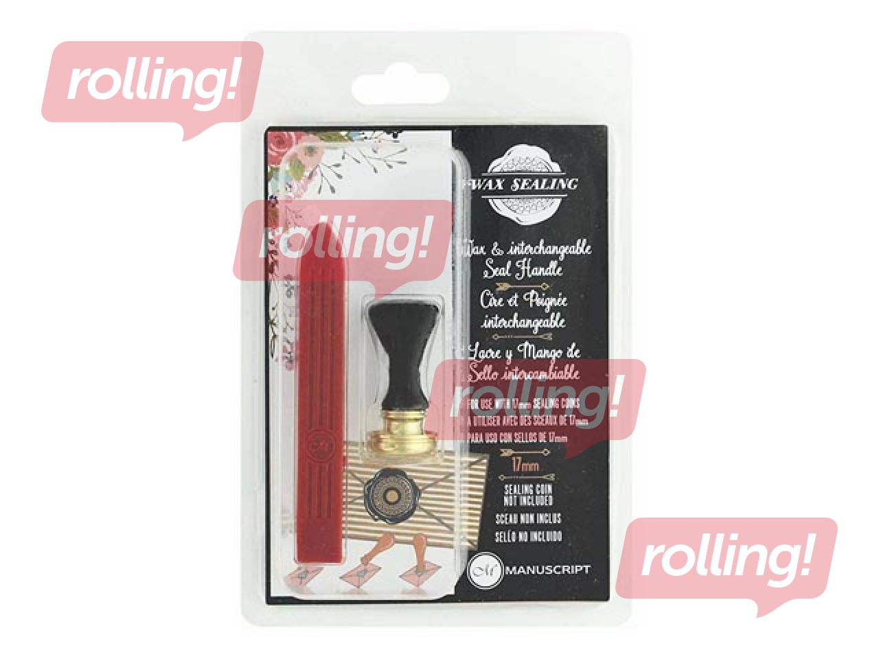 Rokturis vaska spiedogu metāla monētām (D:1.7cm) un zīmogu vasks 9.7cm, sarkans