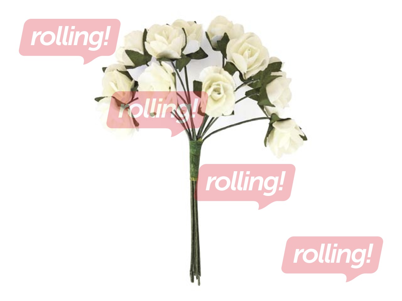 Mākslīgie ziedi, rožu pušķis, balts