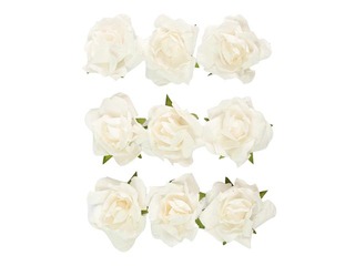 Decorative flowers roses, white, 9 pcs.