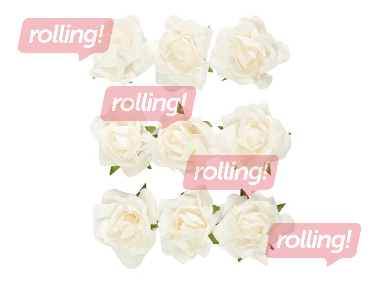 Dekoratiivsed lilled roosid, valge, 9 tk.