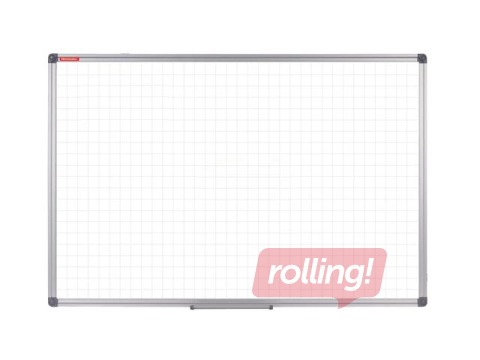 Sienas tāfele alumīnija rāmī ar rūtiņām, 120 x 90 cm, lakota, balta 