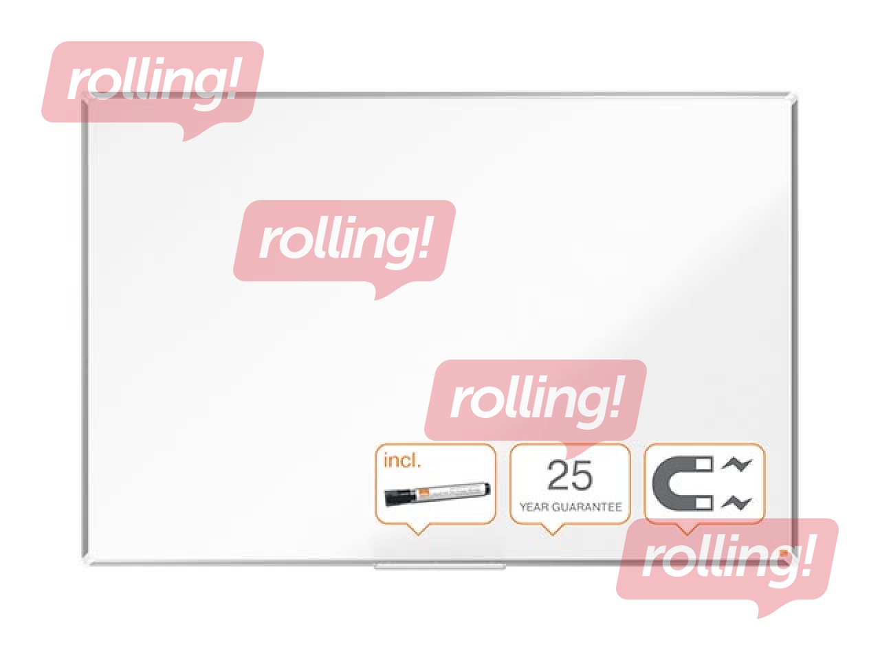 Sienas tāfele alumīnija rāmī Nobo Premium Plus, 180x120 cm, emaljēta virsma, balta 