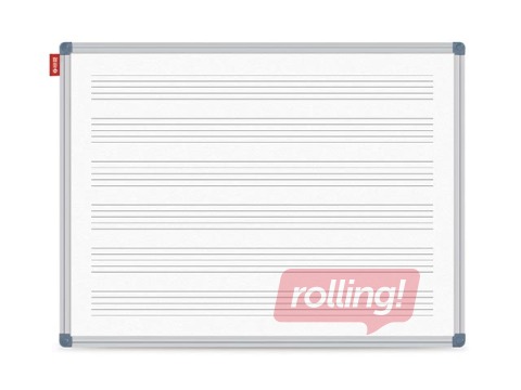 Wall board with aluminium frame and music staff lines, lacquered, white, 170x100cm