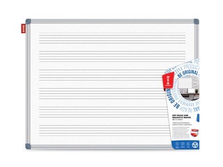 Wall board with aluminium frame and music staff lines, lacquered, white, 170x100cm