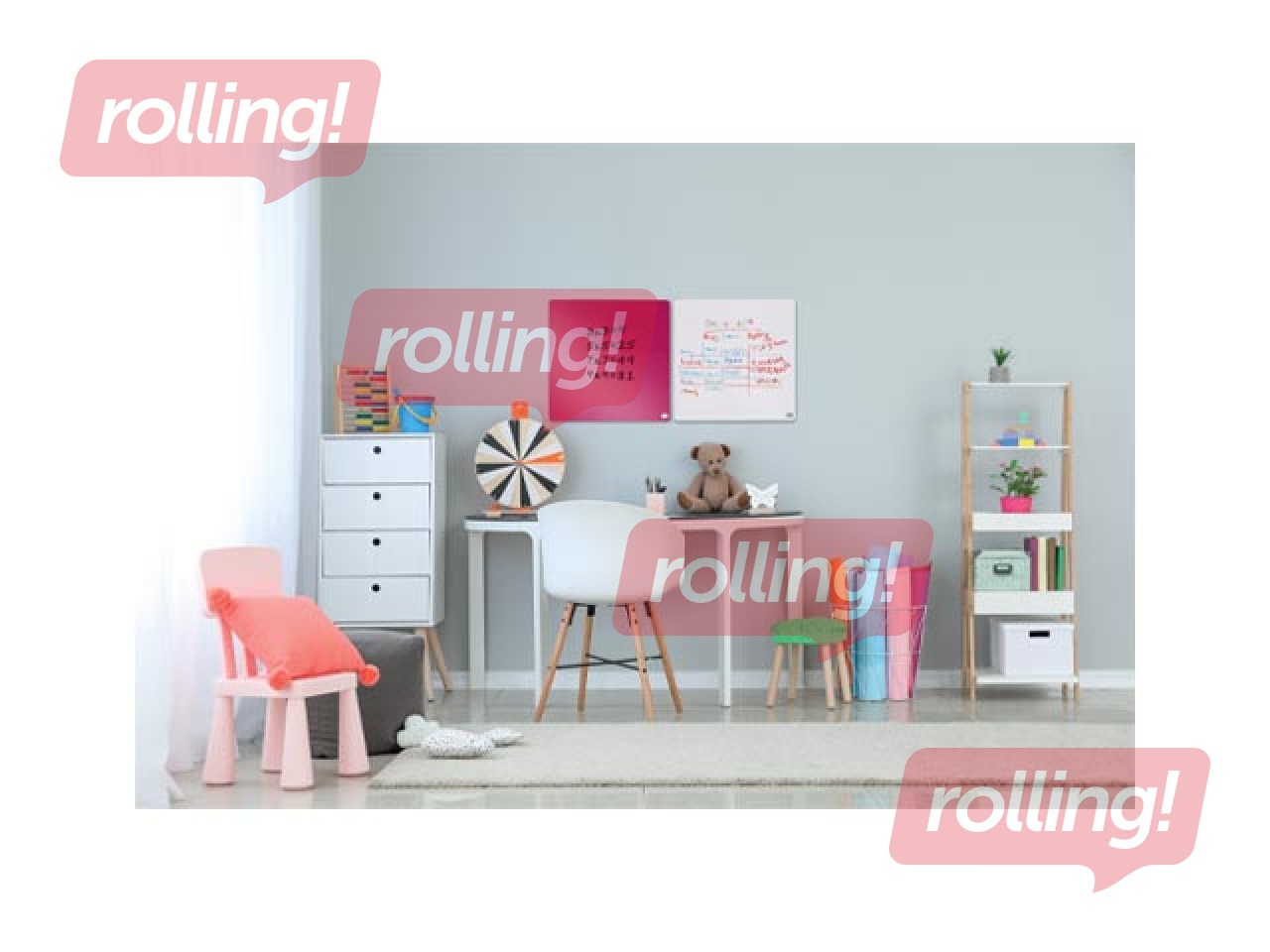 Sienas tāfele Nobo, 36x36cm, magnētiska, rozā