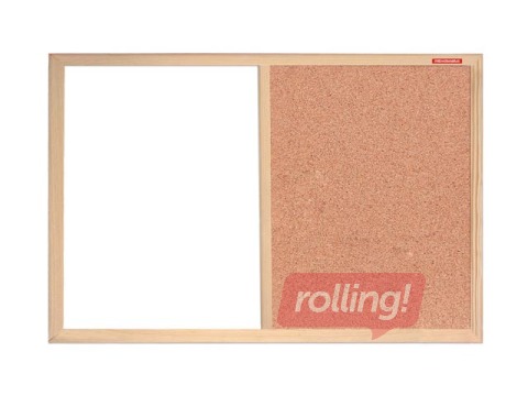 Cork and dry erase and magnetic board with a wooden frame, 60x40 cm