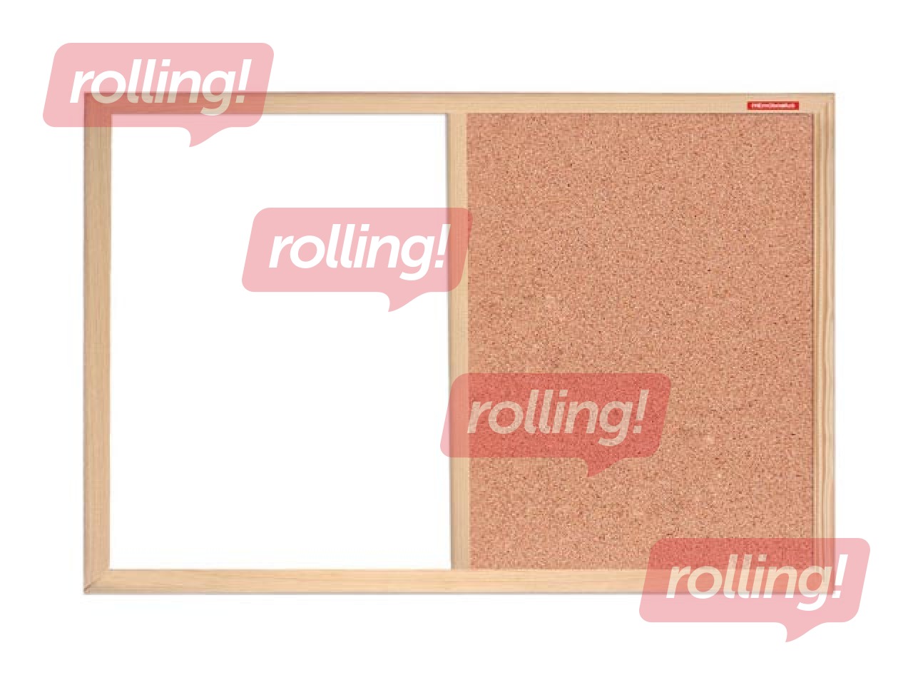 Korķa un baltā tāfele koka rāmī, 60x40 cm 