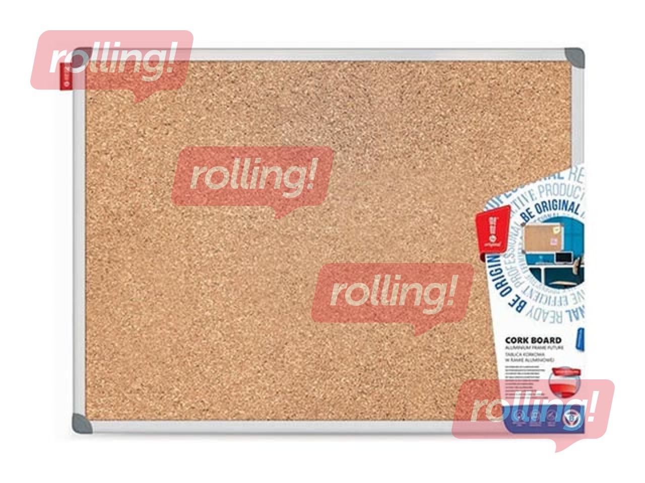 Cork board with aluminum frame Memobe Classic, 90x180 cm