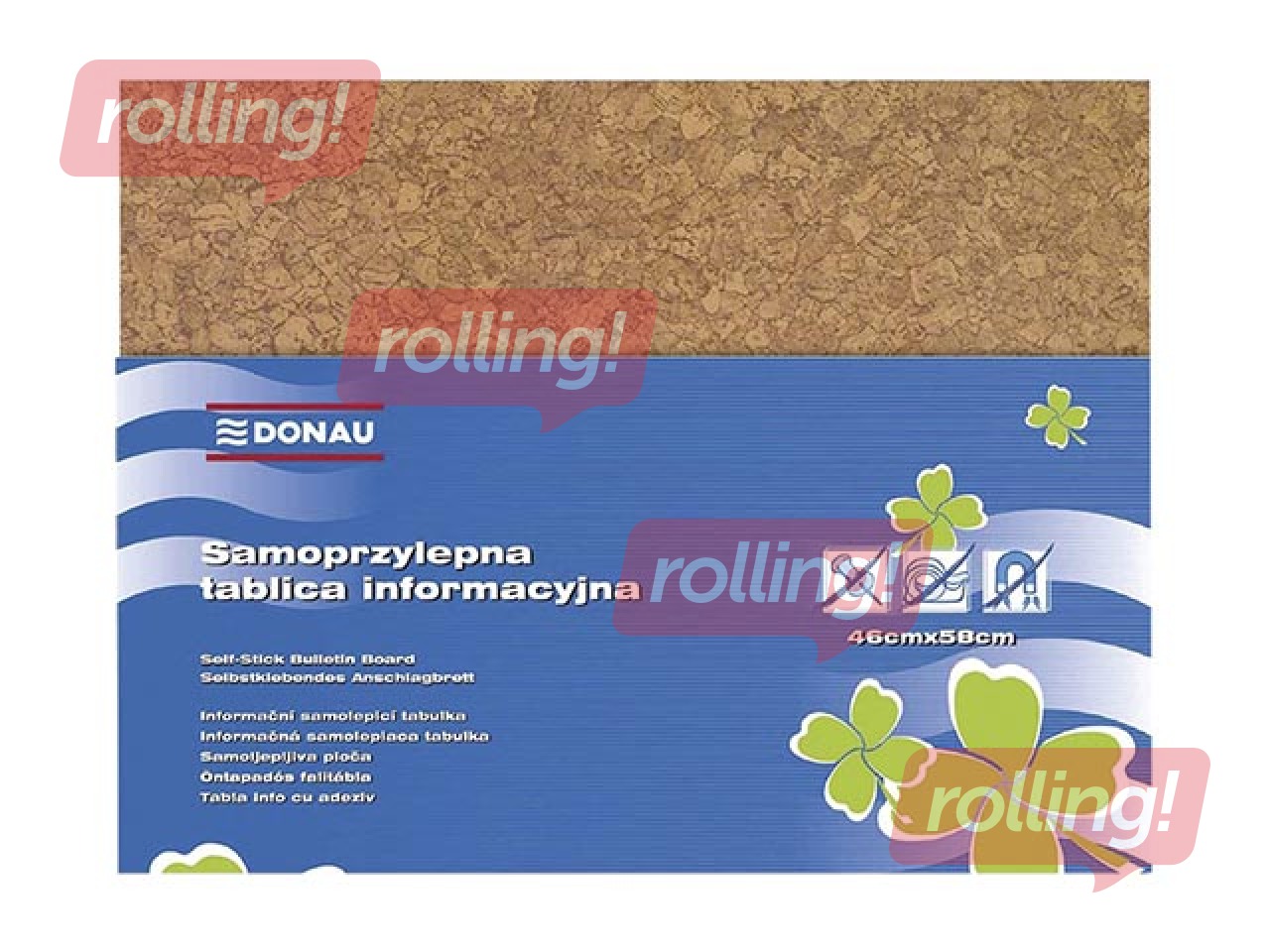 PROMO Notice board Donau, self-adhesive, 46 x 58 cm, brown
