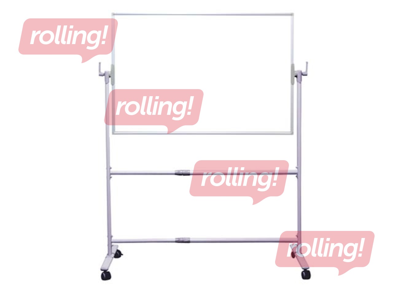 Tāfele abpusēja ar statīvu uz riteņiem alumīnija rāmī, 120 x 90 cm, lakota, balta 