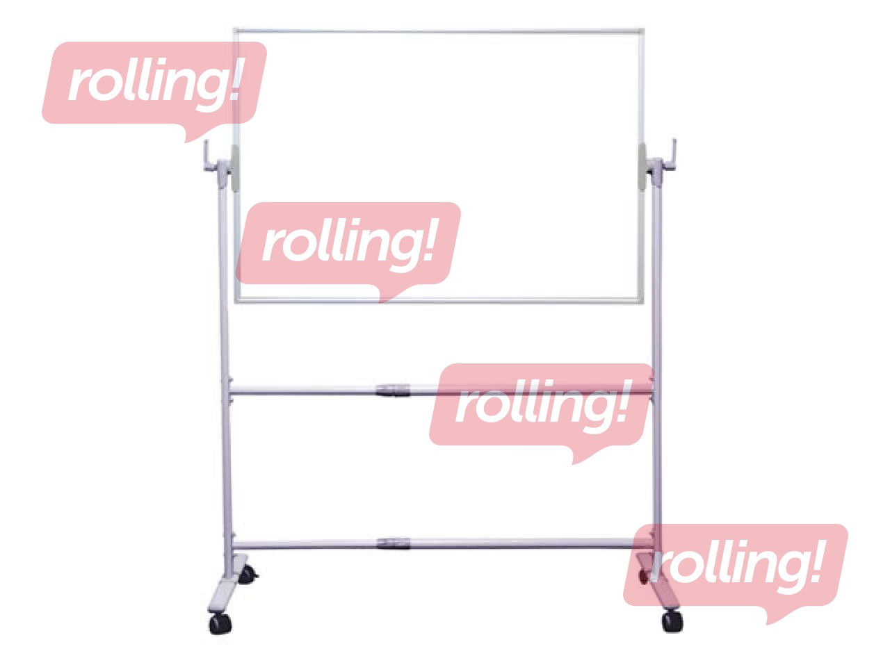 Tāfele abpusēja ar statīvu uz riteņiem alumīnija rāmī, 200 x 100 cm, lakota, balta 