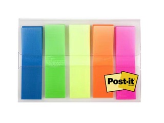 Marķēšanas indeksi Post-it, plastikāka, 5 caurspīdīgas krāsas, 11.9x43.2mm