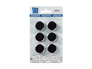 Magnets, round ALCO 24 mm, 6 pcs.,black