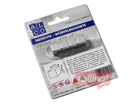 Magnēti kubveida stikla tāfelei ALCO 10x10x10 mm, 4 gab., neodīns